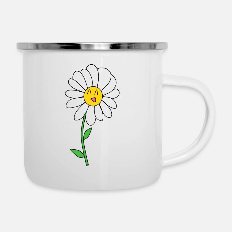 Gänseblümchen - Emaille-Tasse - Weiß