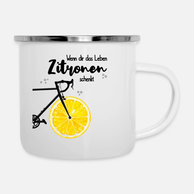 Wenn dir das Leben Zitronen schenkt Rennrad Side D - Emaille-Tasse - Weiß