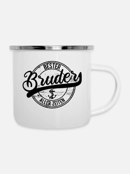 Bruder - Emaille-Tasse - Weiß