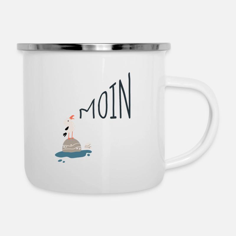 Moin Möwe - Emaille-Tasse - Weiß