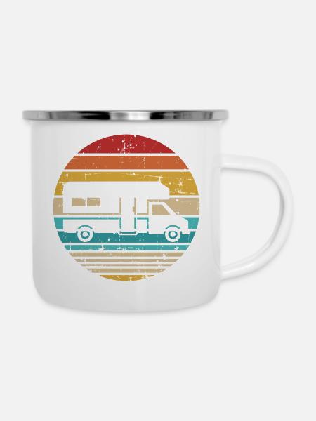 Wohnmobil - Emaille-Tasse - Weiß