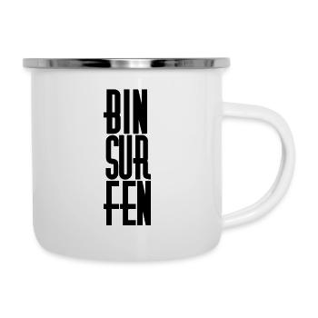 bin surfen - Emaille-Tasse - Weiß - Rechts