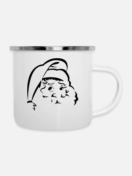 Nikolaus Weihnachtsmann - Emaille-Tasse - Weiß