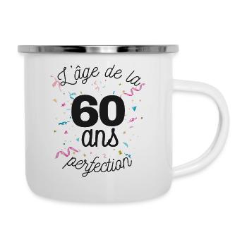 60 ans - Tasse émaillée - blanc - Droite