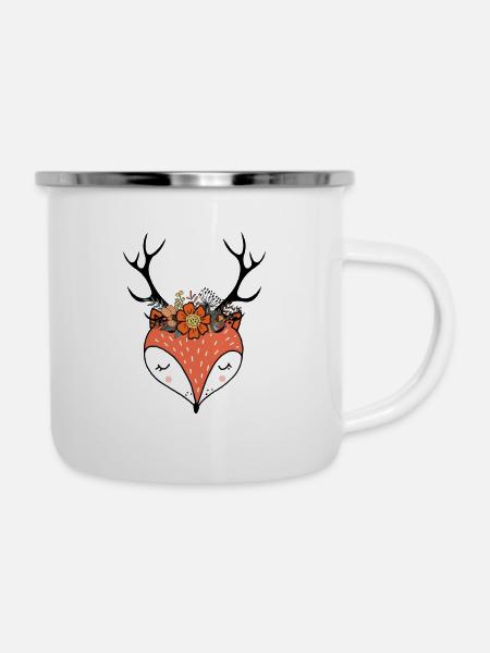 Autumn Fuchs - Emaille-Tasse - Weiß