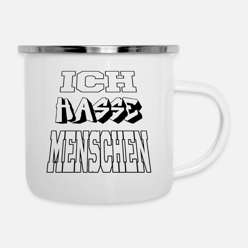 ich hasse menschen - Emaille-Tasse - Weiß