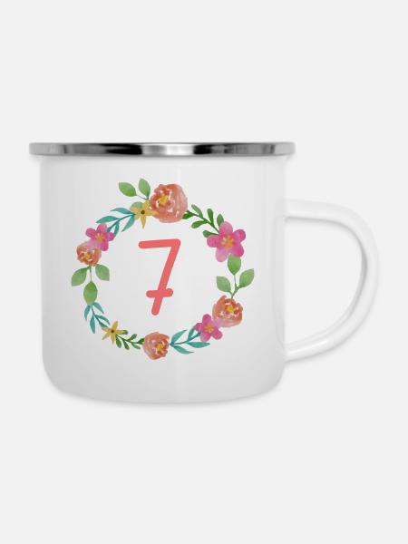 7 Geburtstag Geburtstagsshirt - Emaille-Tasse - Weiß