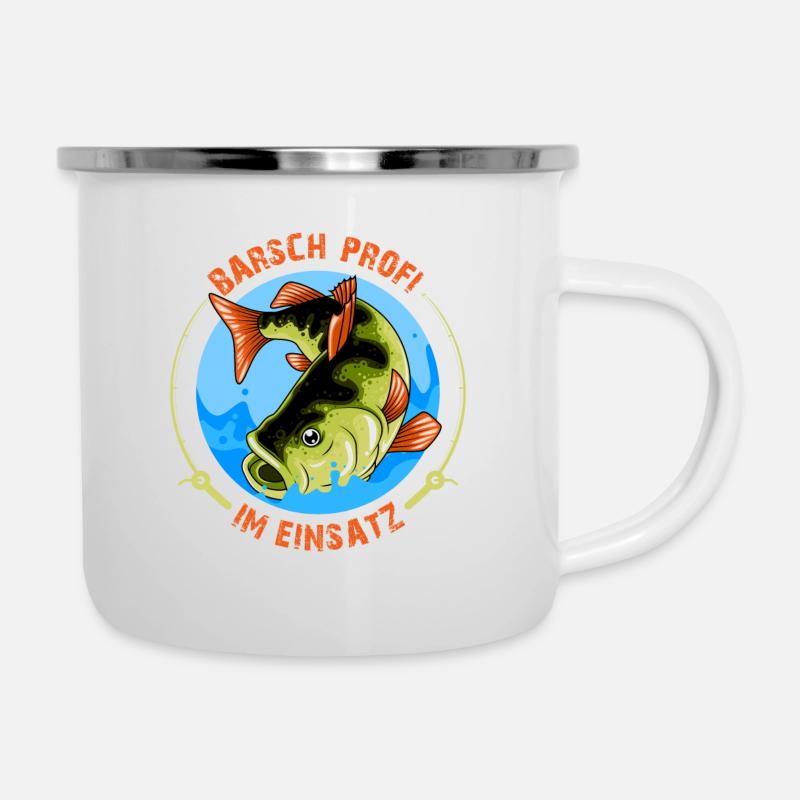 Spinnfischer Spruch Barsch Angler Angel Geschenk - Emaille-Tasse - Weiß