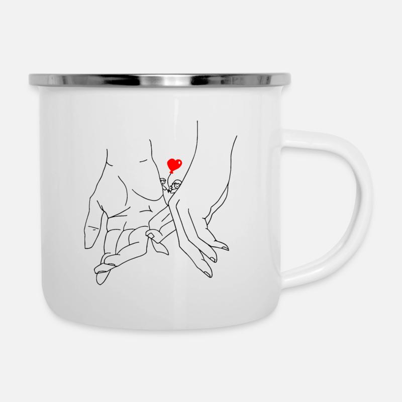 Dessin amour mains doigts - Tasse émaillée - blanc