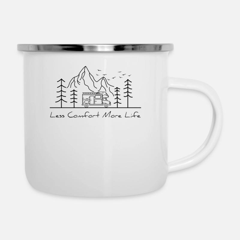 Camper Spruch Campingplatz Wohnmobil Geschenk - Emaille-Tasse - Weiß