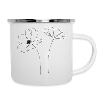 Dessin d'une ligne de fleurs - Tasse émaillée - blanc - Droite