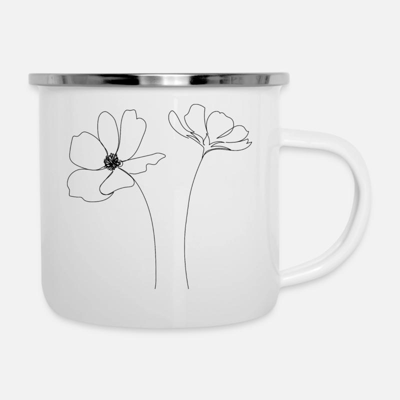 Flowers one line drawing - Camper Mug - white