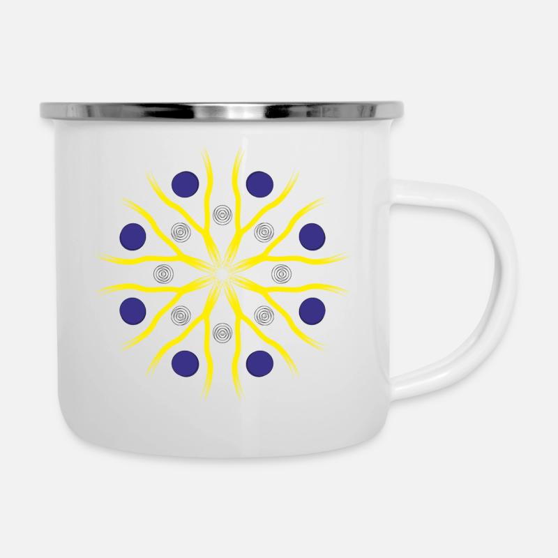 Spirituell Mandala - Emaille-Tasse - Weiß