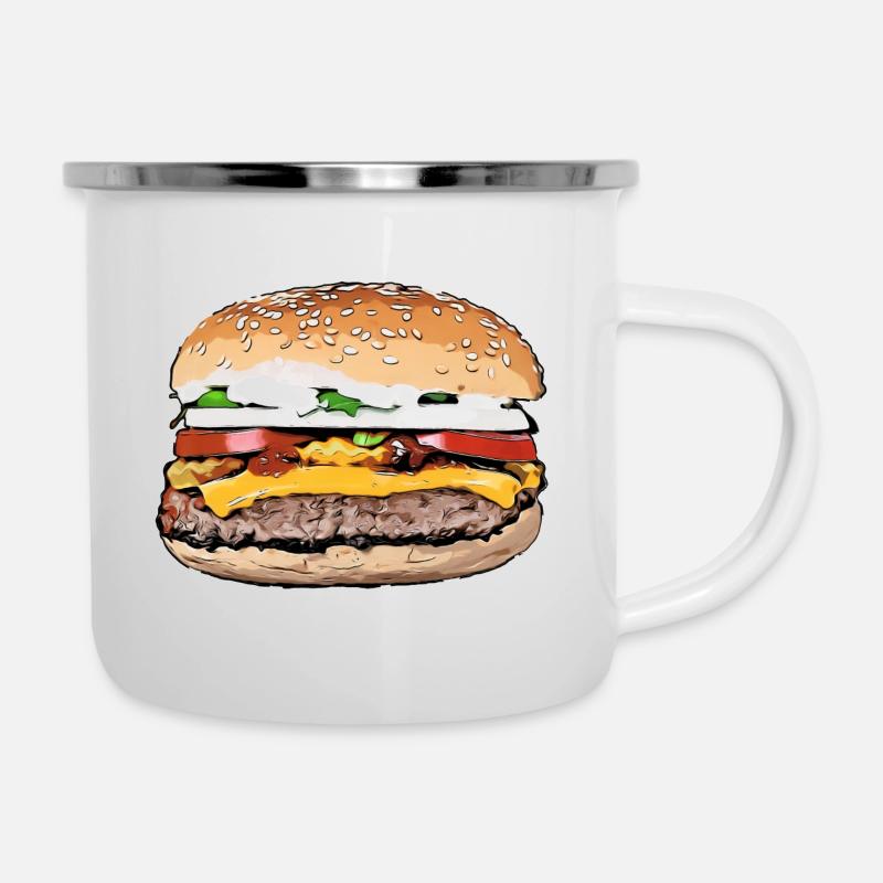 Hamburger - Emaille-Tasse - Weiß