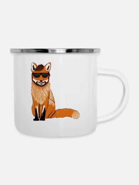 Cooler Fuchs - Emaille-Tasse - Weiß