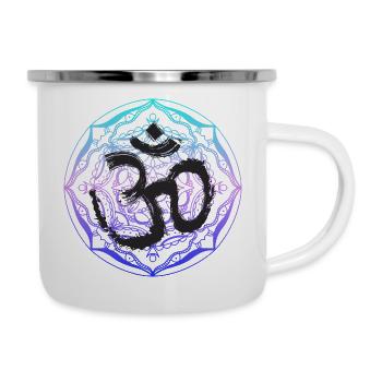 Om Goa spirituell Meditation Rave Festival Buddha - Emaille-Tasse - Weiß - Rechts