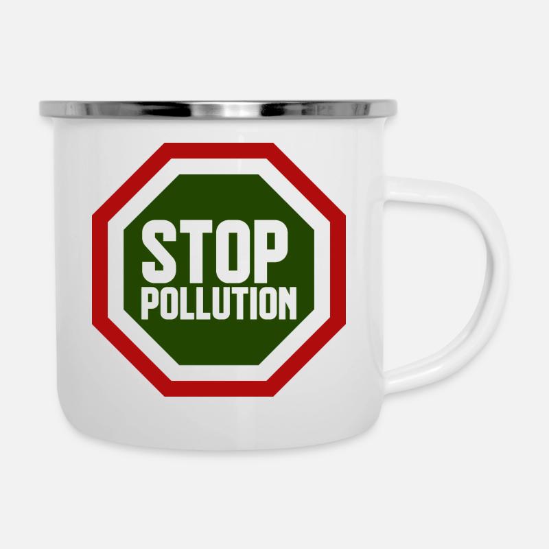 stop to pollution we must clean the Earth - Camper Mug - white