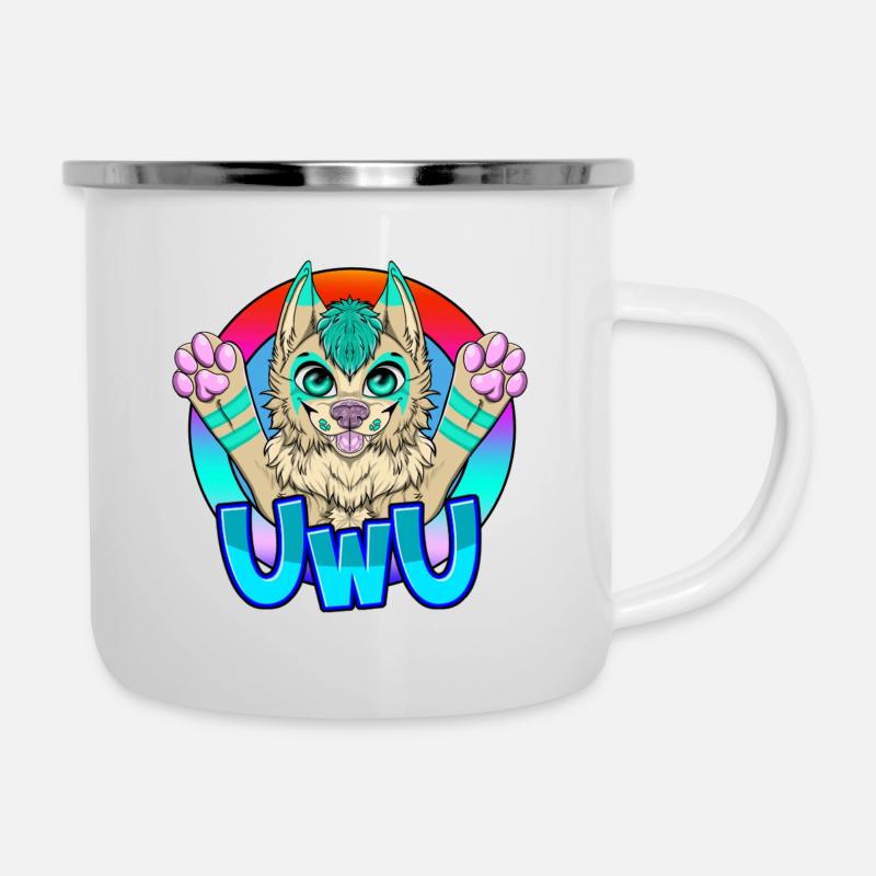 Furry UwU - Emaille-Tasse - Weiß