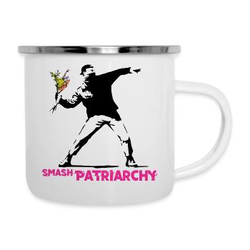 Street Art Graffiti - Smash Patriarchy - Emaille-Tasse - Weiß - Rechts