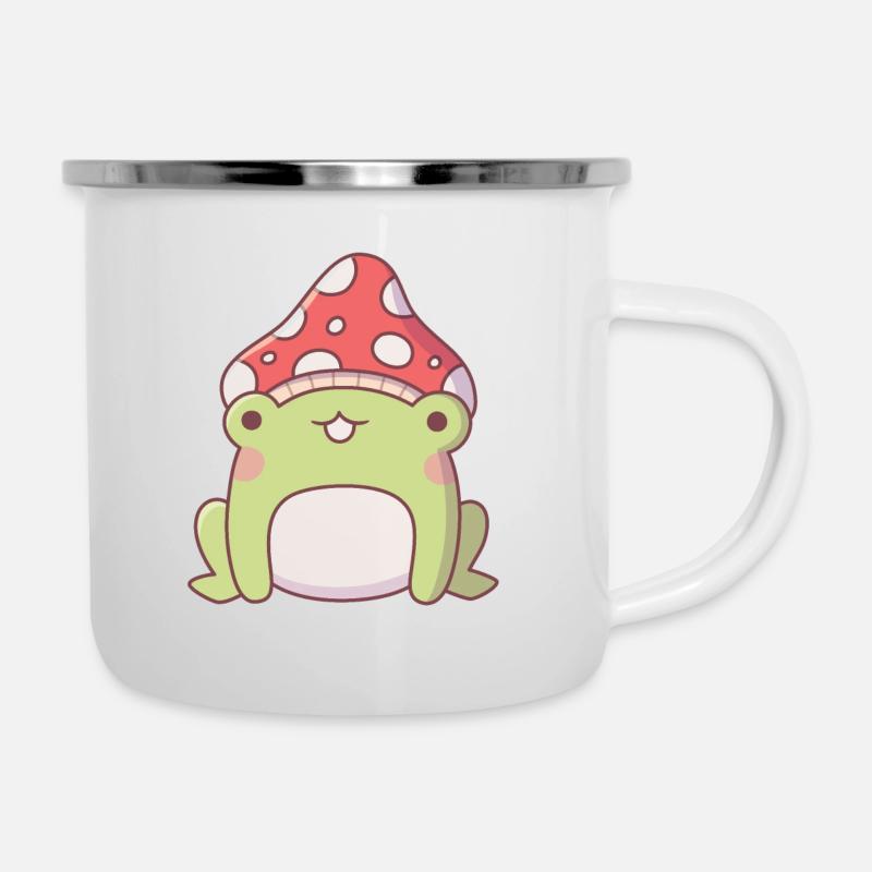 Cute Toadstool Frog Doodle - Camper Mug - white