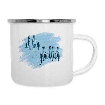 Affirmation - ich bin... glücklich - Emaille-Tasse - Weiß - Rechts