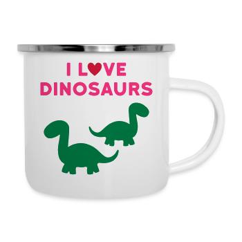 I love dinosaurs (two brontosaurs, heart) - Camper Mug - white - Right