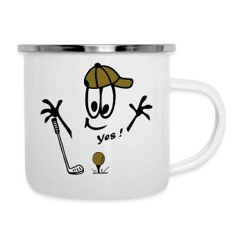 Golf, Comic, Yes - Emaille-Tasse - Weiß - Rechts