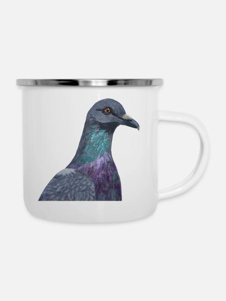 Taube - Emaille-Tasse - Weiß