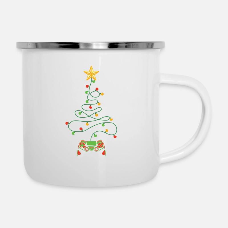 Gaming Quote GAMER Controller Merry Christmas Tree - Camper Mug - white