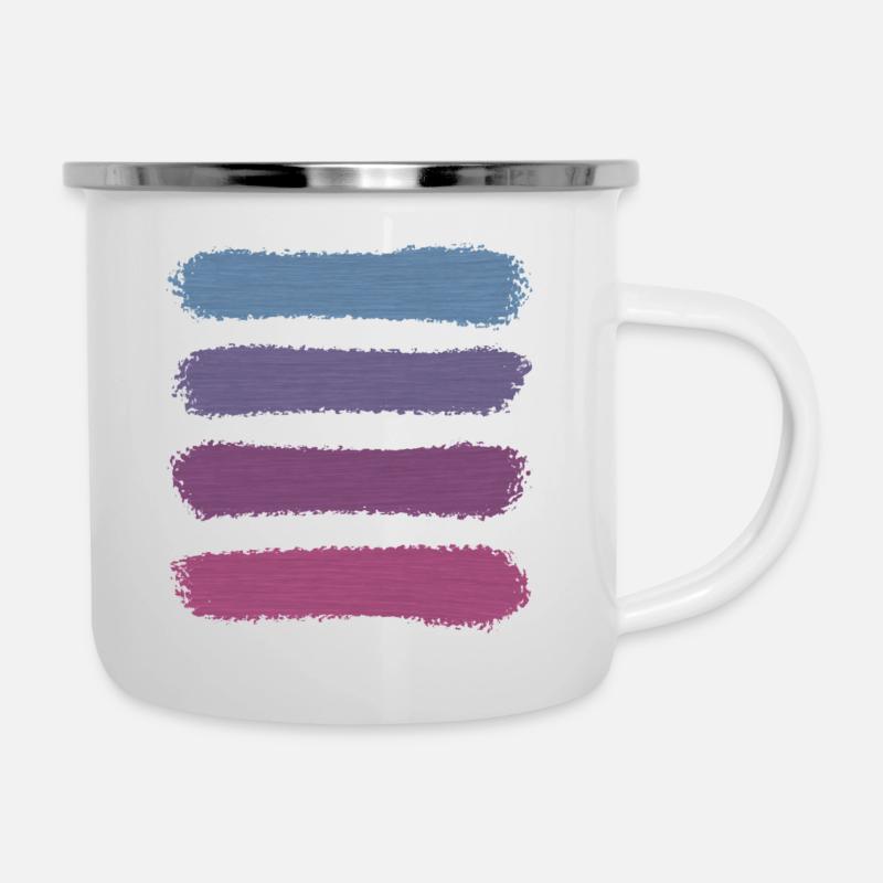 Rayures rétro vintage « Violet Sunset » - Tasse émaillée - blanc