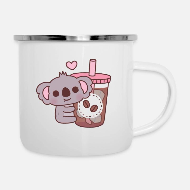 Mignon koala bear aime le café glacé - Tasse émaillée - blanc