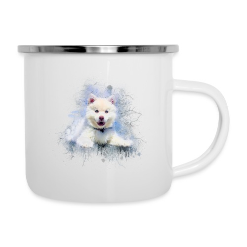 Siberian Husky White Lindo Cachorro -por- Wyll-Fryd - Taza esmaltada