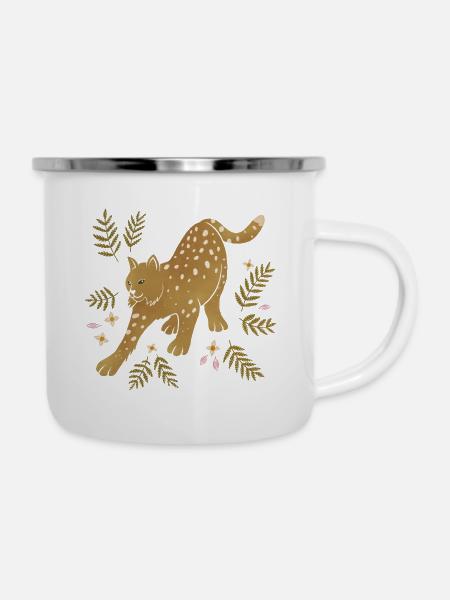 Wilde Tiere - Luchs - Emaille-Tasse - Weiß