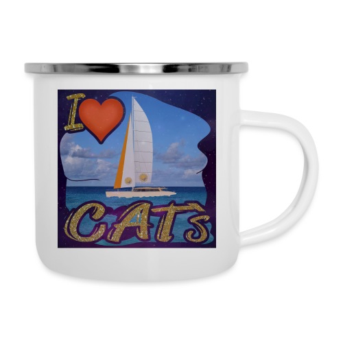 I Love CAT`s - Catamaran - Universum - Emaille-Tasse