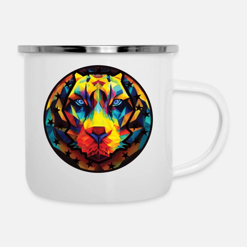 Tiger Polygon Big Cat - Camper Mug - white