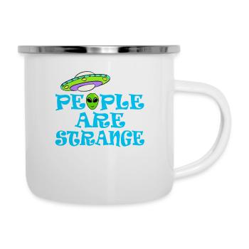 People Are Strange T-shirt Design Aliens Peculiar - Emaille-Tasse - Weiß - Rechts