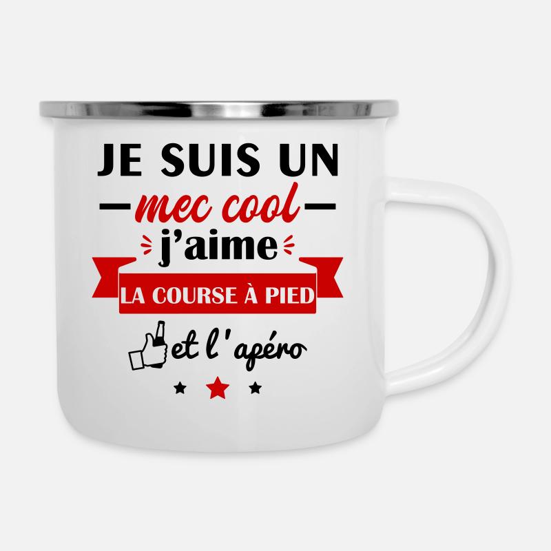 Mec cool course à pied, idée cadeau coureur - Tasse émaillée - blanc