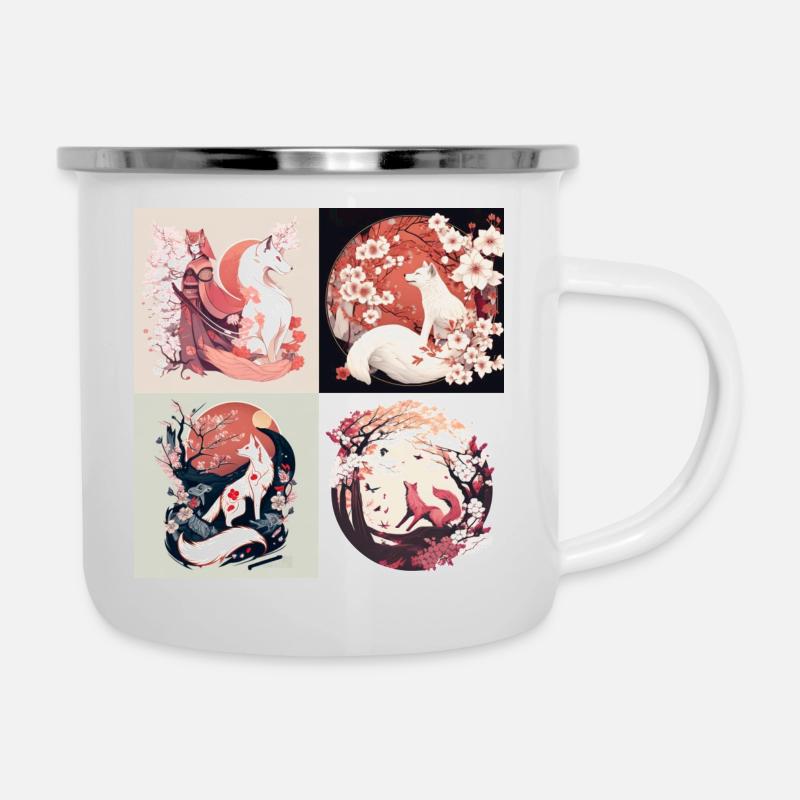 Kitsune - Emaille-Tasse - Weiß