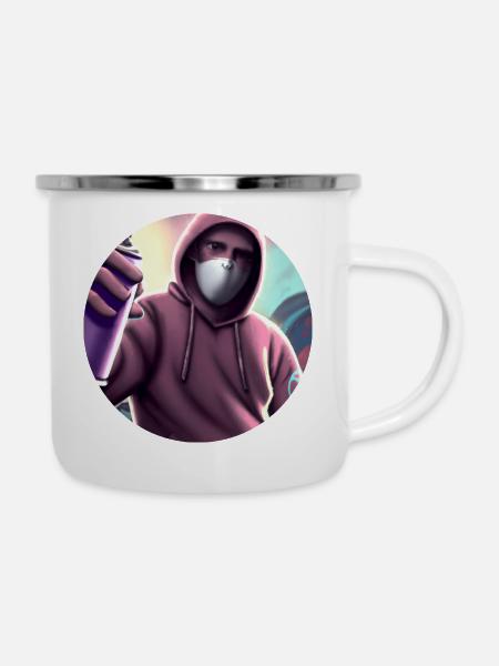 Spayer - Grafitti - Emaille-Tasse - Weiß