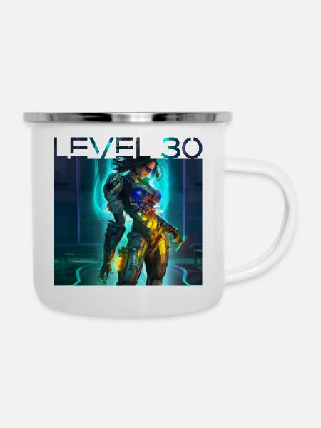 Gaming Heldin - LEVEL 30 - Emaille-Tasse - Weiß