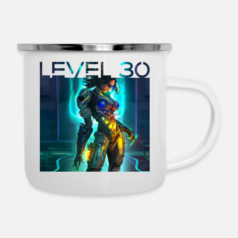 Gaming Heldin - LEVEL 30 - Emaille-Tasse - Weiß