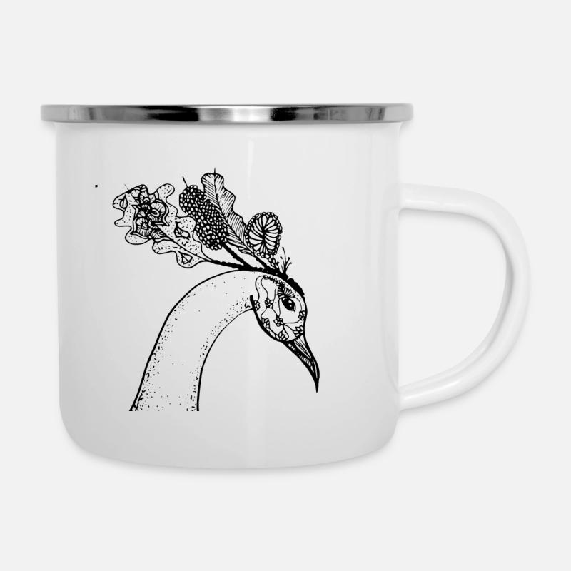 Schöner Vogel - Emaille-Tasse - Weiß