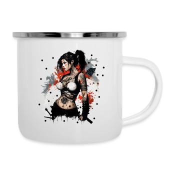 Badass Ninja Mädchen - Emaille-Tasse - Weiß - Rechts