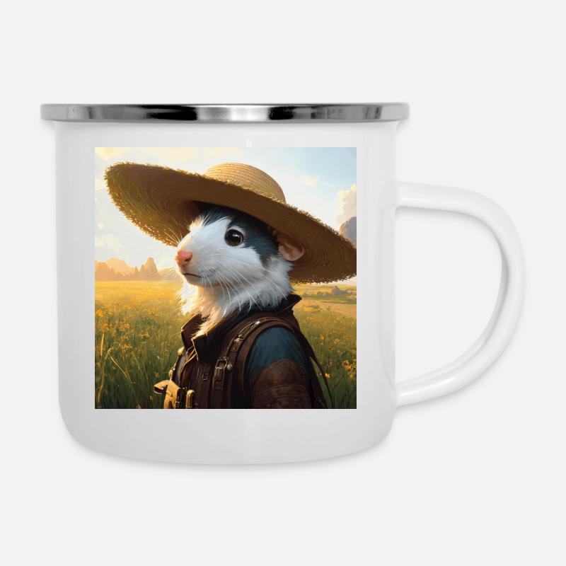 Cute Pet Rat Straw Hat Fancy Rat Artwork - Camper Mug - white