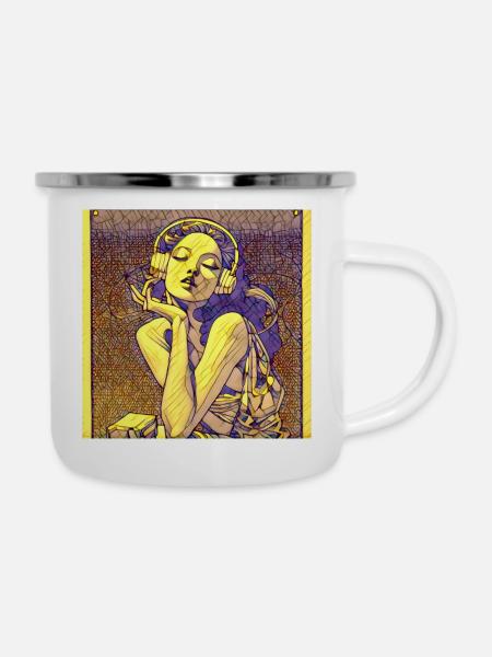 Feiner Kristall - Emaille-Tasse - Weiß
