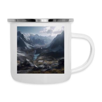 Österreichische Berglandschaft - Emaille-Tasse - Weiß - Rechts