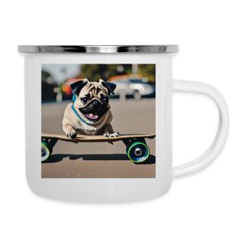Pug on skateboard AICF 3 - Camper Mug - white - Right