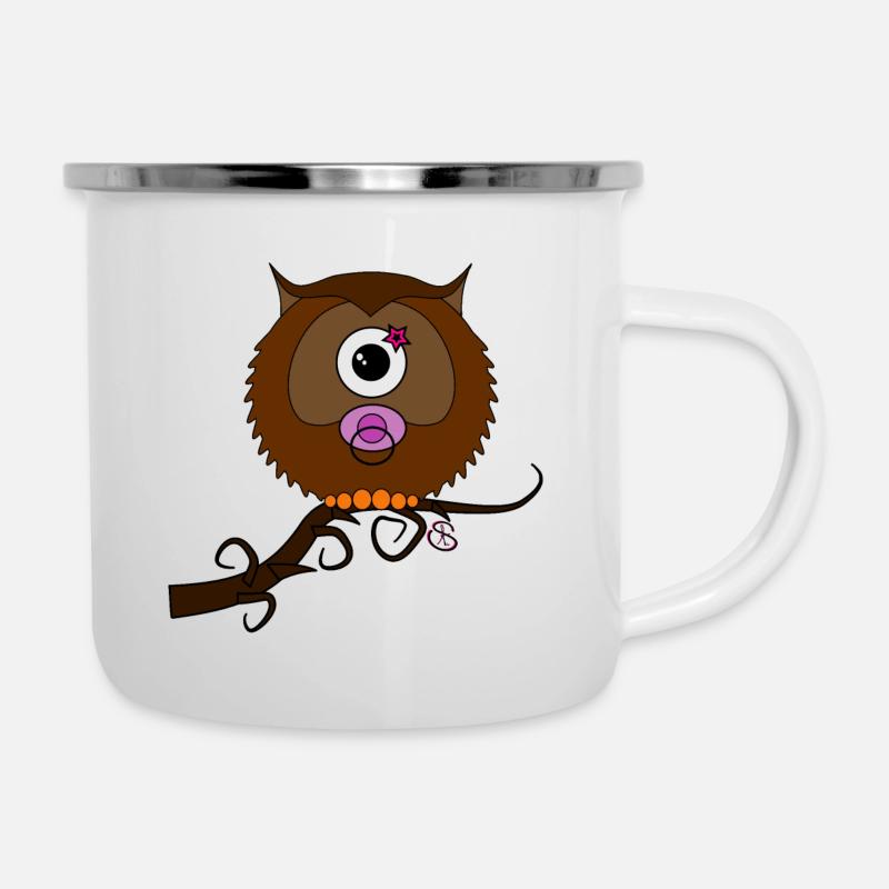Baby Eule Name Kleinkind - Emaille-Tasse - Weiß