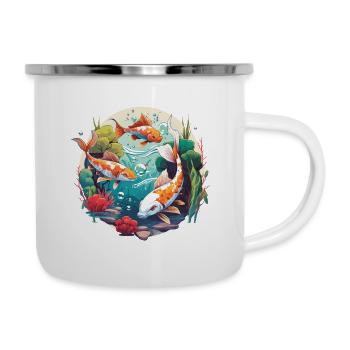 Koi-Wunderland - Emaille-Tasse - Weiß - Rechts