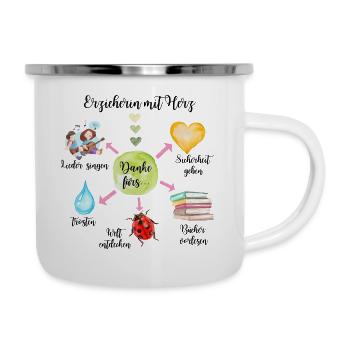 Erzieherin mit Herz - Emaille-Tasse - Weiß - Rechts